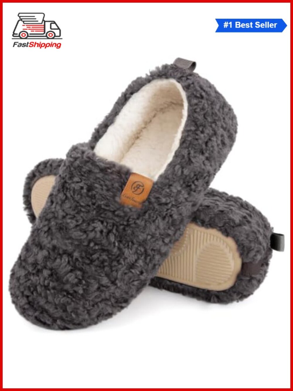 ✨EverFoams Women's Soft Curly Slippers Memory Foam Lightweight House Shoes